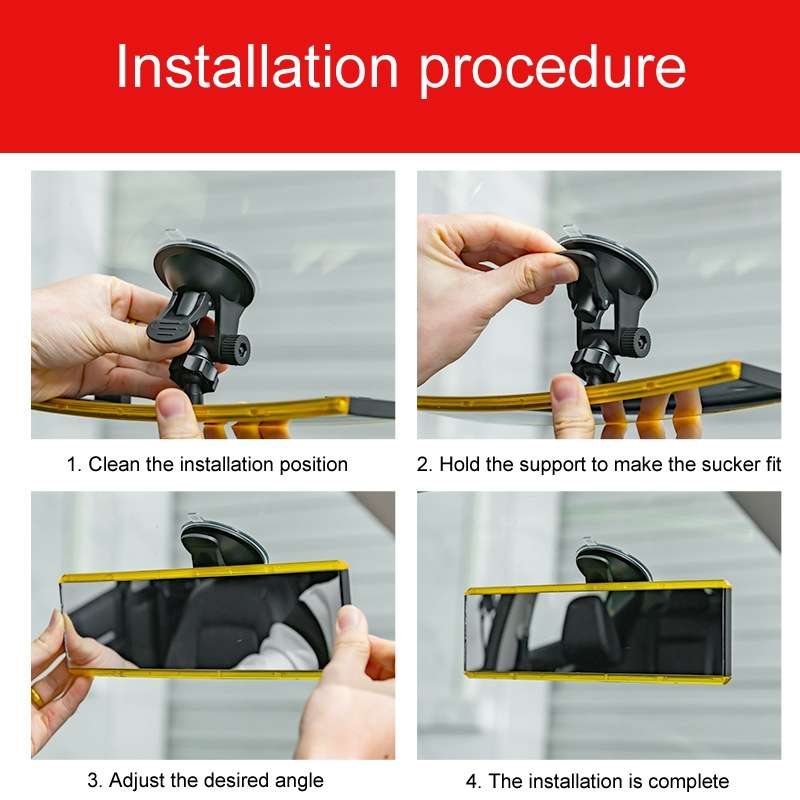 Car Modification Rotatable Adjustable Suction Cup Curved Rearview Mirror