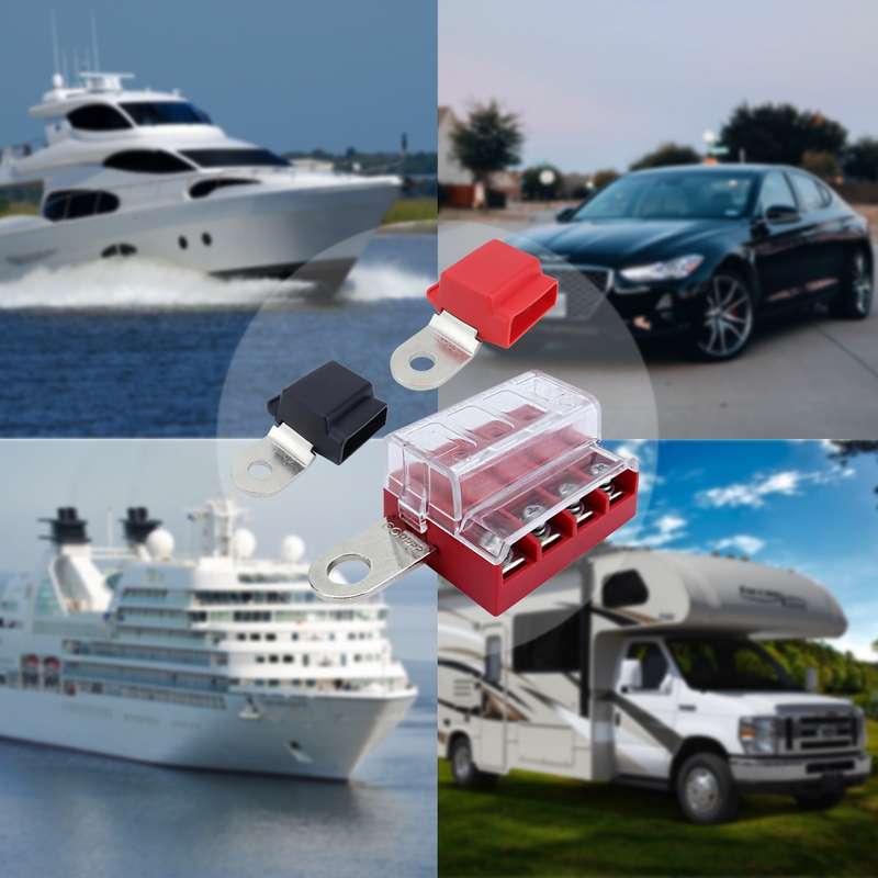 4-way RV Yacht Flame Retardant Waterproof Battery Terminal Fuse Block(Two)