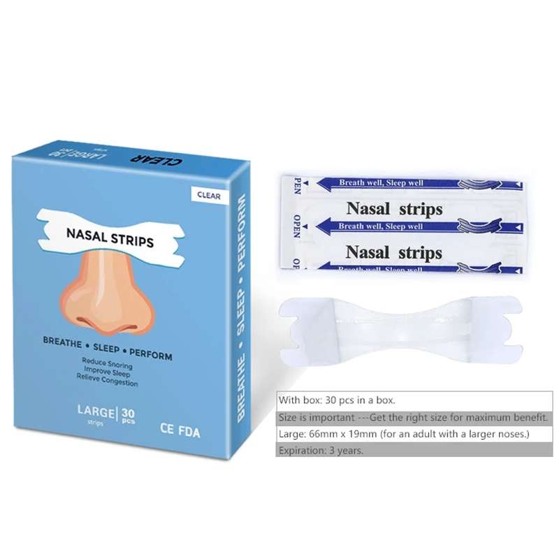 30pcs /Pack Transparent Nasal Strips To Improve Sleep, Reduce Snoring 66x19mm
