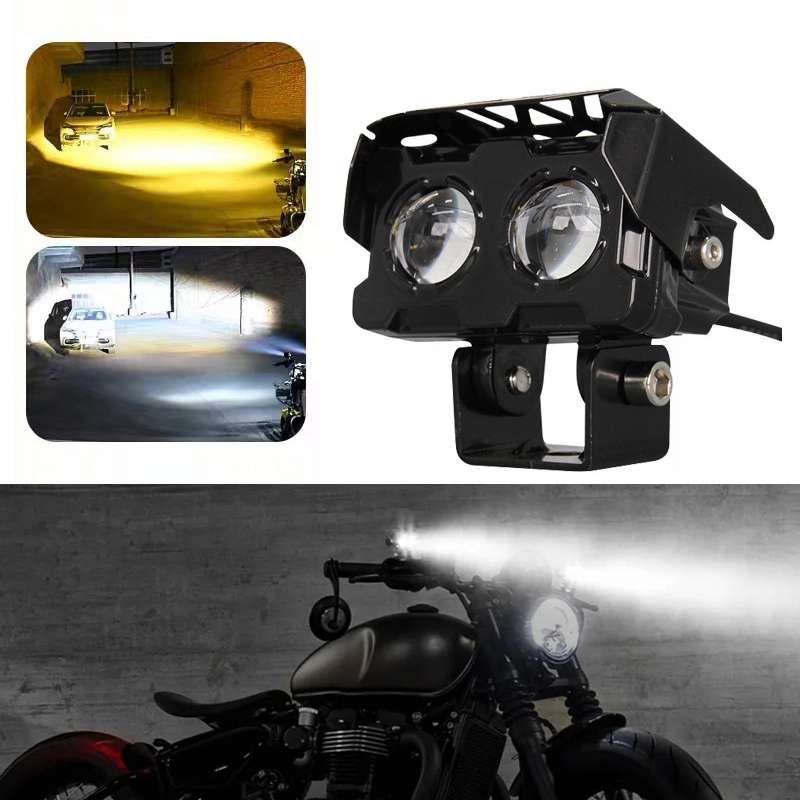 20W Motorcycle Spotlight High Bright Two Color Modified External Waterproof LED Lens Headlight(Alway