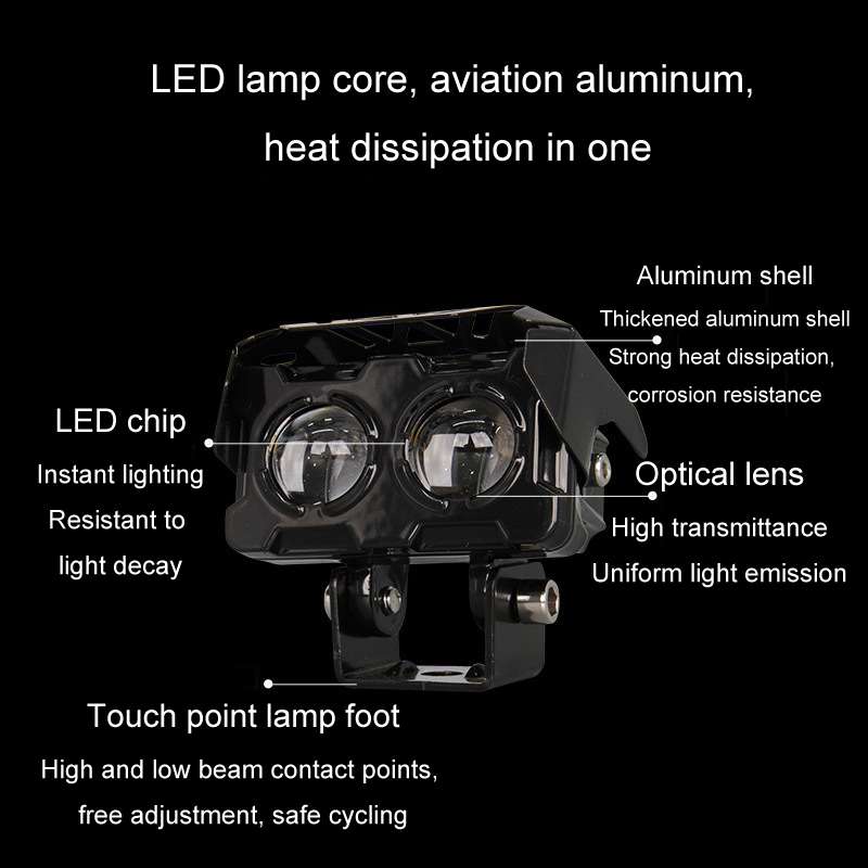 20W Motorcycle Spotlight High Bright Two Color Modified External Waterproof LED Lens Headlight(Alway