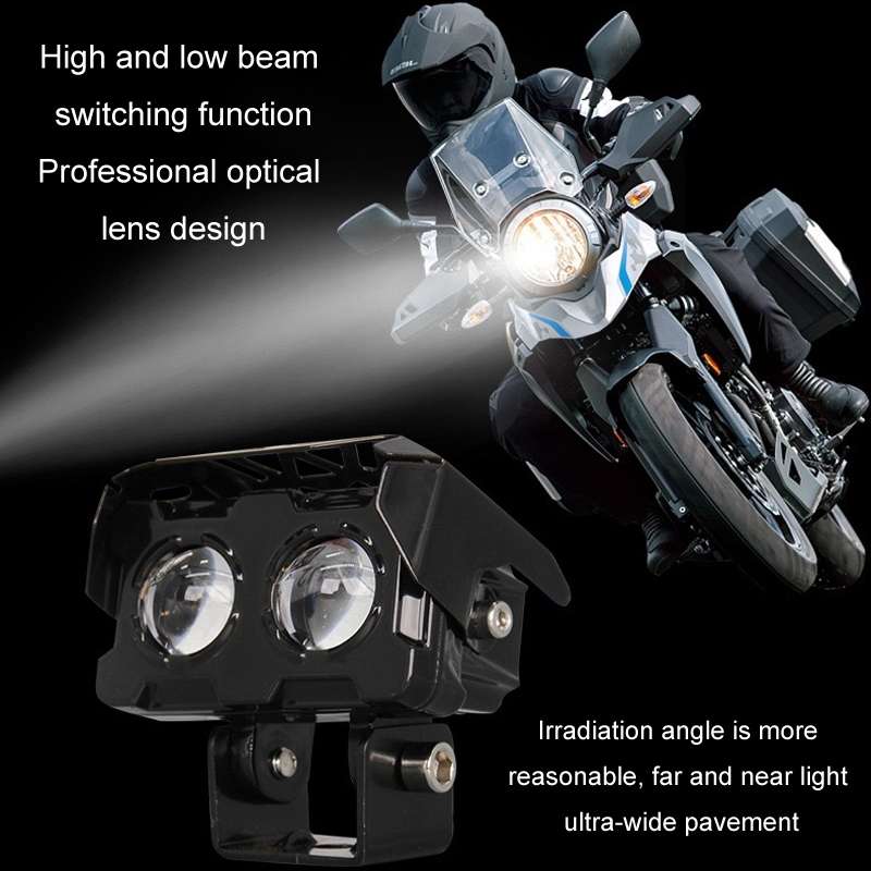 20W Motorcycle Spotlight High Bright Two Color Modified External Waterproof LED Lens Headlight(Alway