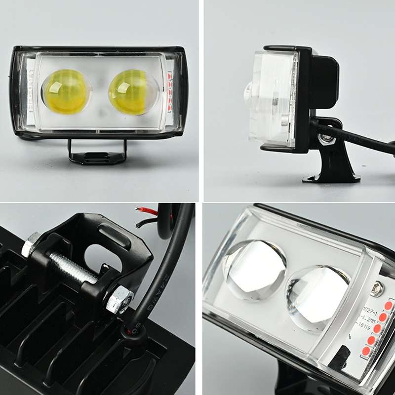 Motorcycle LED Spotlight External Mini Lens High Brightness Flash Headlight Driving Fog Lamps(2 Lens