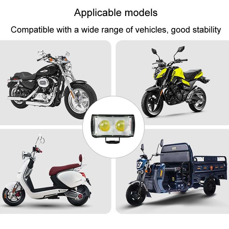 Motorcycle LED Spotlight External Mini Lens High Brightness Flash Headlight Driving Fog Lamps(2 Lens