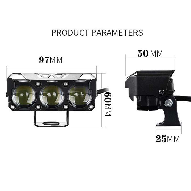 35W Motorcycle Spotlight Dual Color LED Headlight Triple Eye Waterproof Headlight, Model: Flashing-(