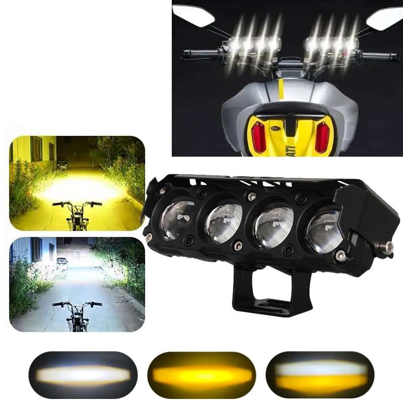 Motorcycle Spotlight External Lens Car LED Headlight Strong Spot Fog Light, Model: Flashing-2 Wires