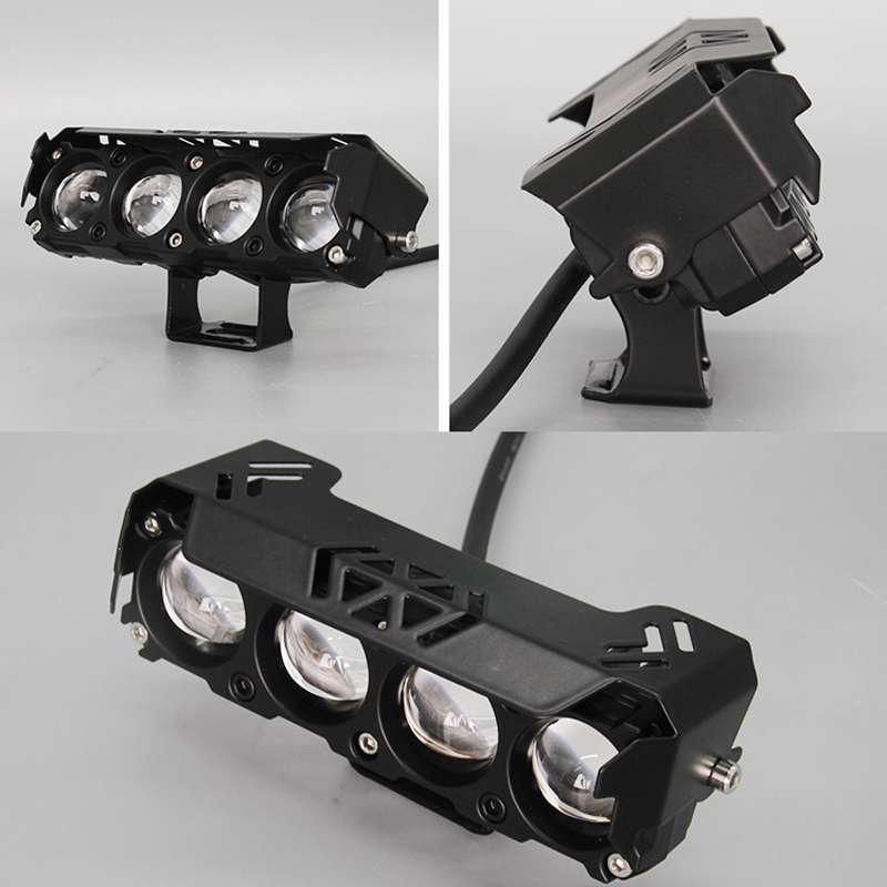 Motorcycle Spotlight External Lens Car LED Headlight Strong Spot Fog Light, Model: Flashing-2 Wires