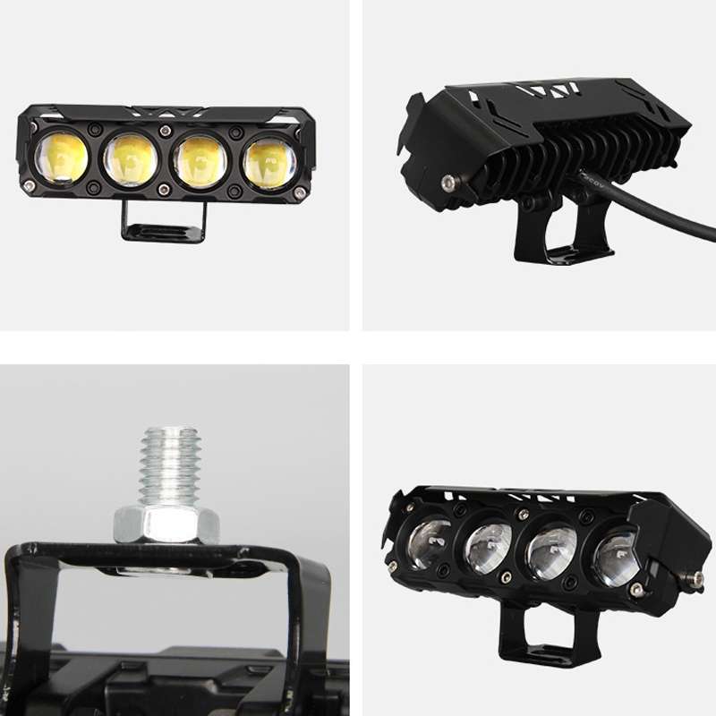 Motorcycle Spotlight External Lens Car LED Headlight Strong Spot Fog Light, Model: Flashing-2 Wires