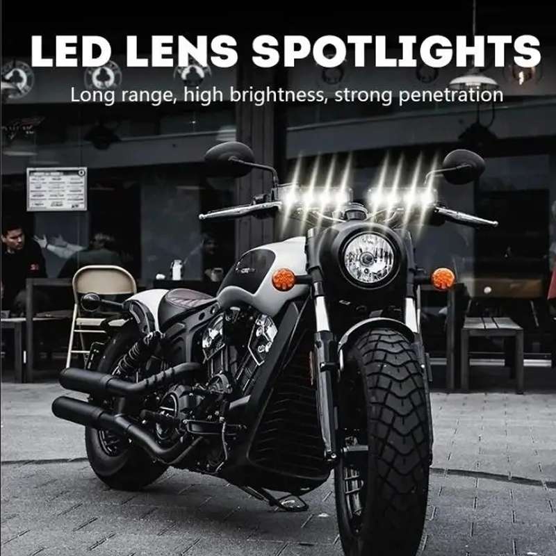 Motorcycle Spotlight External Lens Car LED Headlight Strong Spot Fog Light, Model: Flashing-2 Wires