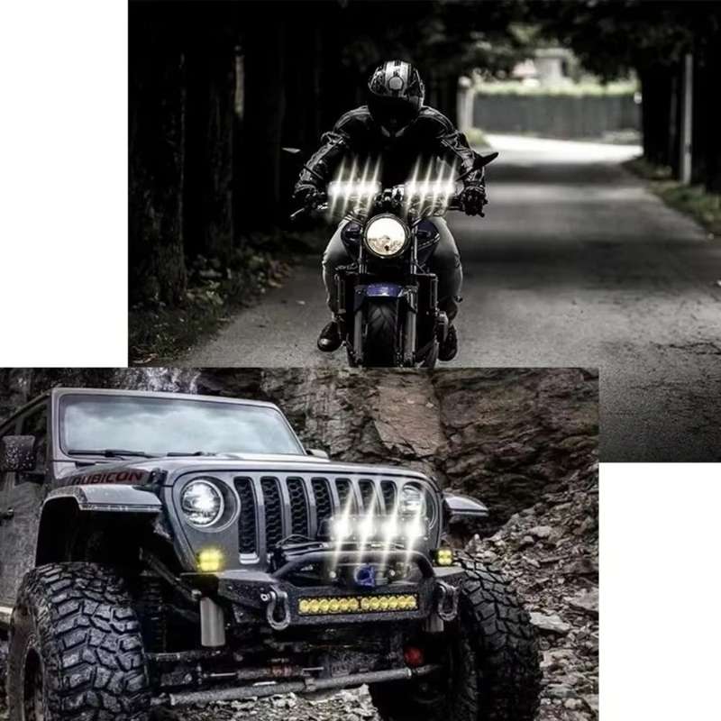 Motorcycle Spotlight External Lens Car LED Headlight Strong Spot Fog Light, Model: Flashing-2 Wires