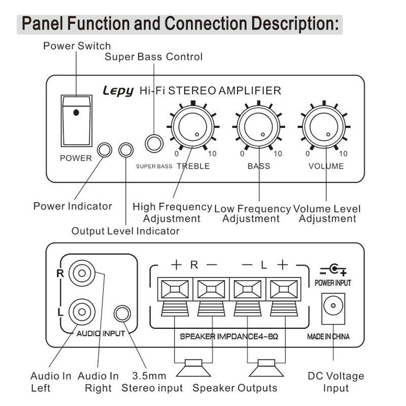 Lepy LP-268 DC12V High Fidelity Power Car/Motorcycle Amplifier(Silver)