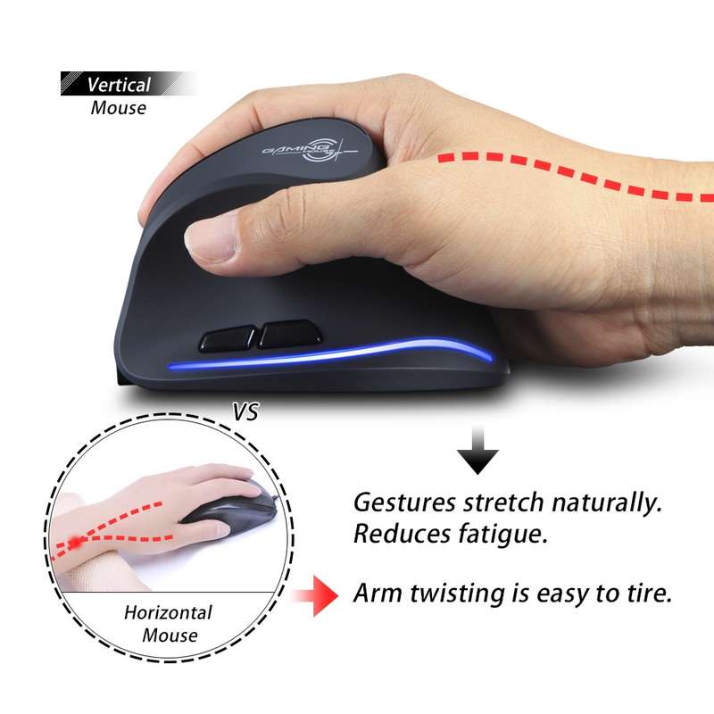 ZELOTES F35 6-buttons Vertical Grip Ergonomic Rechargeable Wireless Mouse(Blue Light)