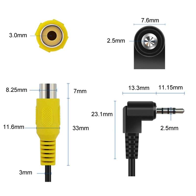 2.5mm 2pcs Stereo Four Section to RCA Female Car Navigation Video Cable