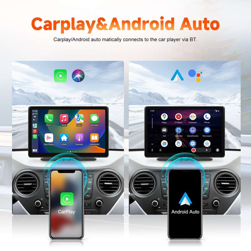 8-Inch HD Wireless CarPlay Screen DVR With Dash Cam/1080p Front Rear Camera/Bluetooth/AirPlay