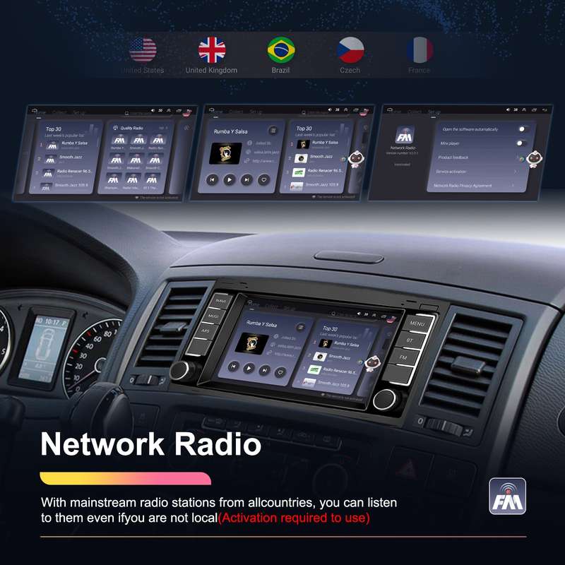2+64G For Volkswagen Touareg 7-Inch Car WiFi Player Android 13 System Support CarPlay/Android Auto S