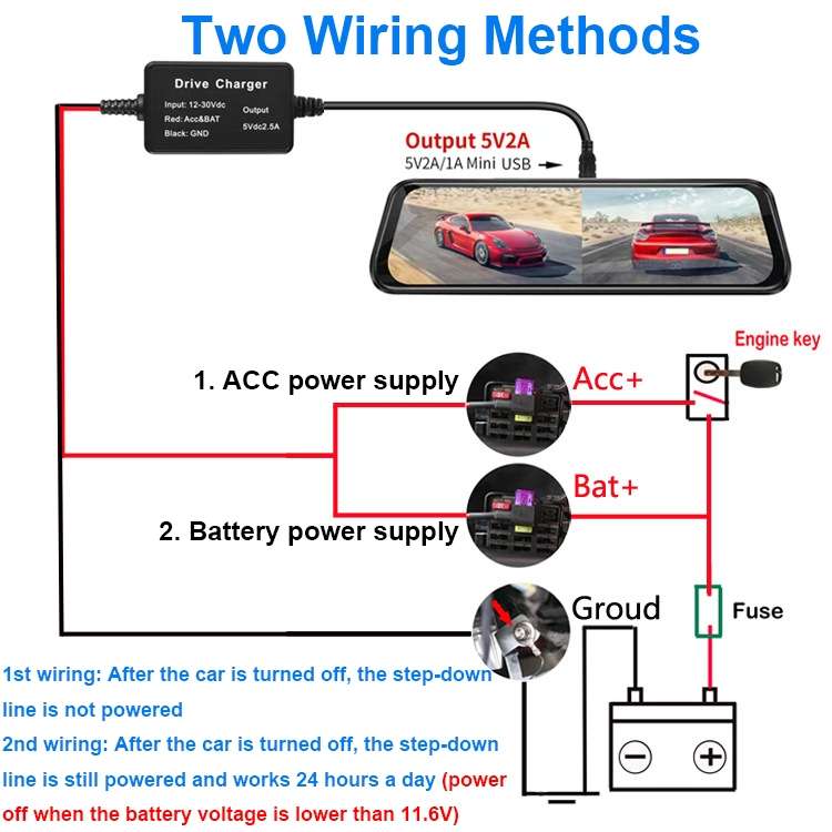 12V to 5V Universal Car Driving Recorder Power Supply Voltage Reduction Line(Micro)
