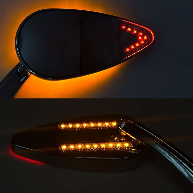 FLYQUICK Motorcycle LED Rearview Mirror With Light, Color: Electroplating