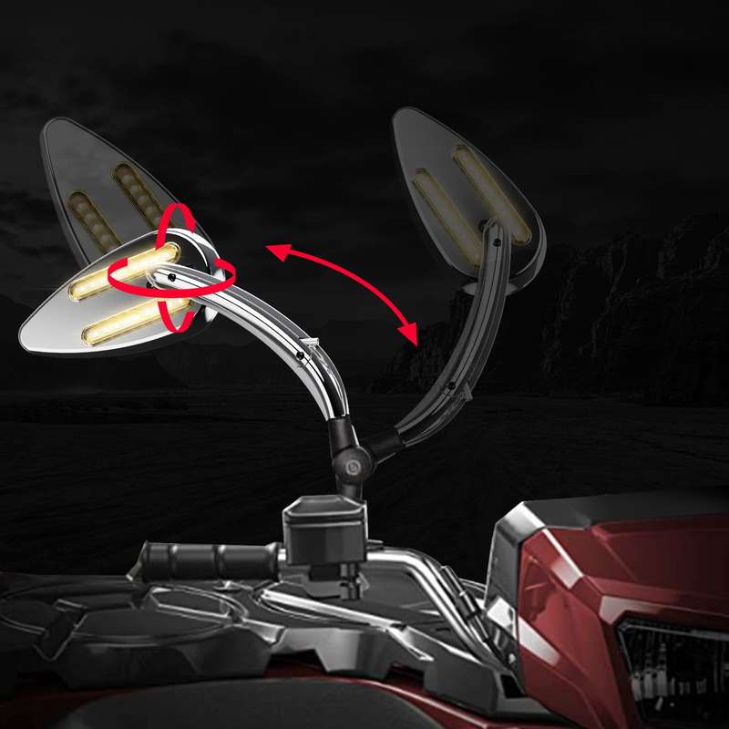 FLYQUICK Motorcycle LED Rearview Mirror With Light, Color: Electroplating