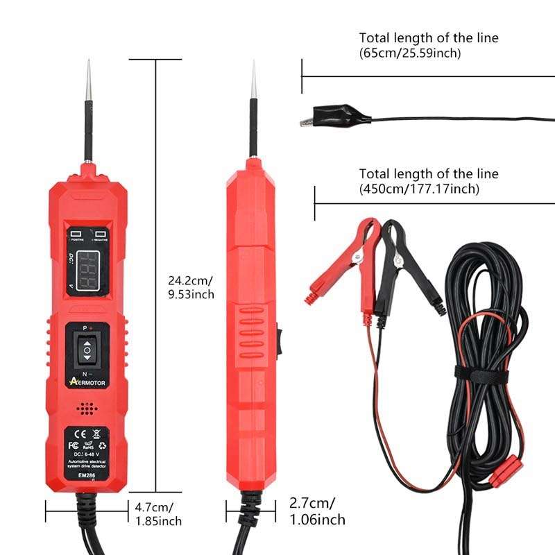 EM286 Multifunctional Car Circuit Electrical System Driving Test Pen, Style: Red 4.5m