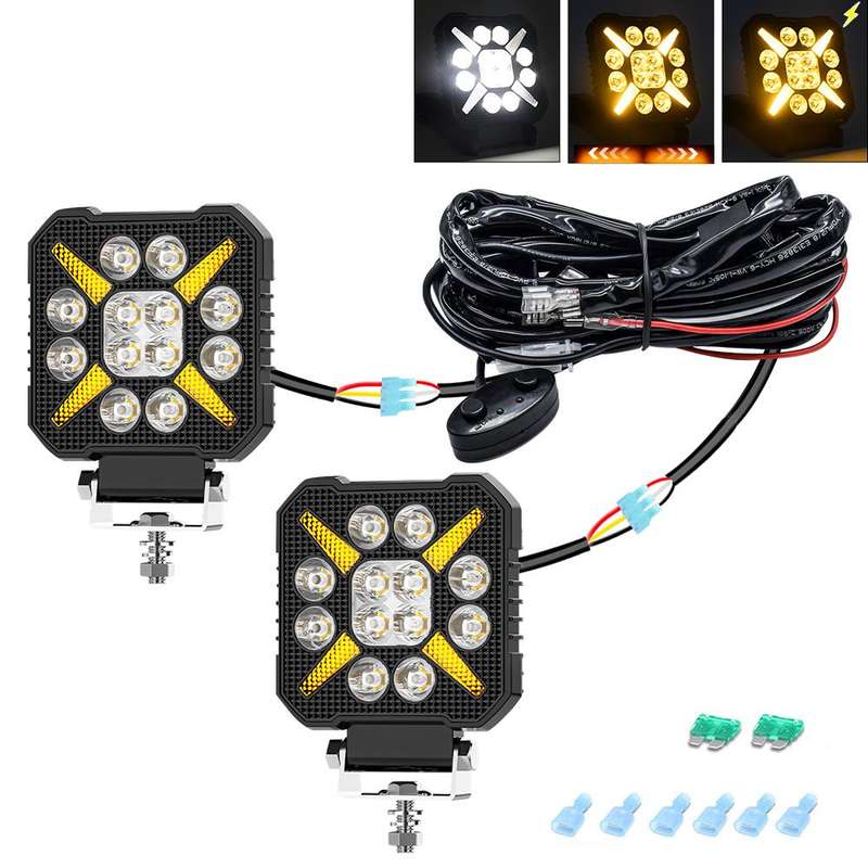 4 Inch Square Mixed Luminous X-Shaped Angel Eye Car Work Light(X9)