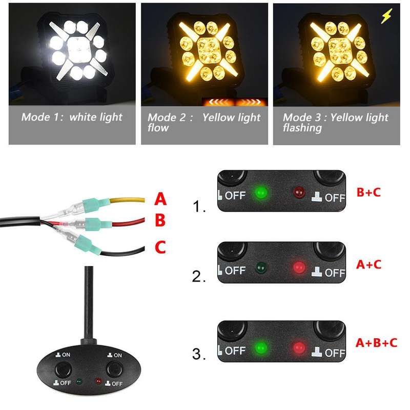 4 Inch Square Mixed Luminous X-Shaped Angel Eye Car Work Light(X9)