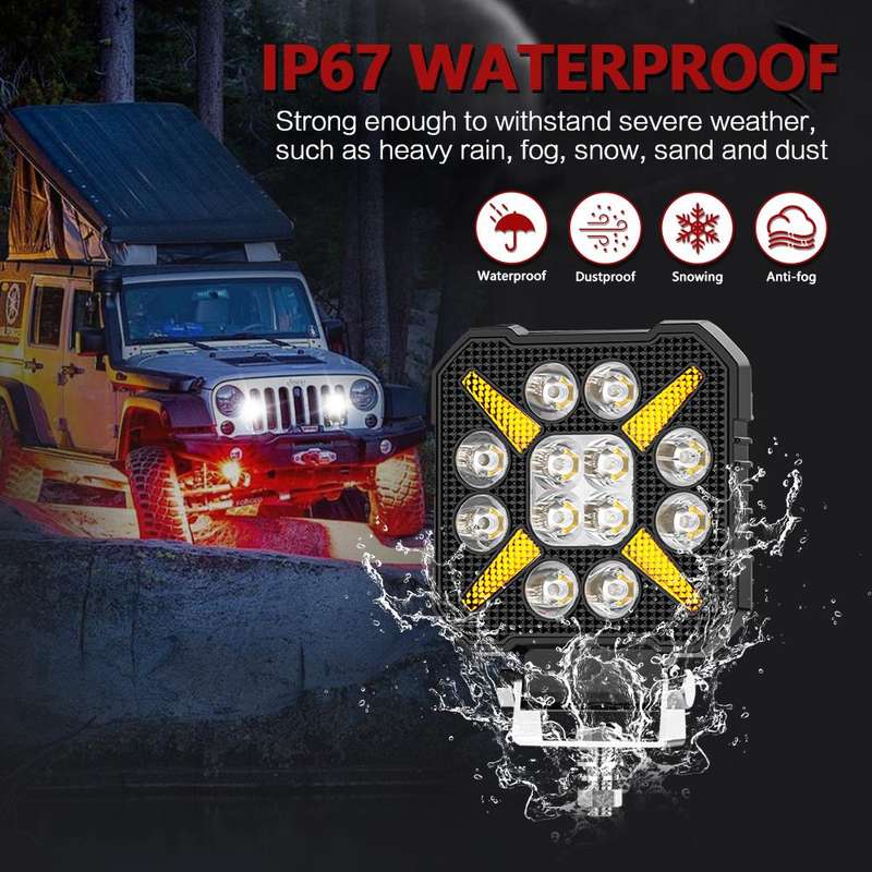 4 Inch Square Mixed Luminous X-Shaped Angel Eye Car Work Light(X9)