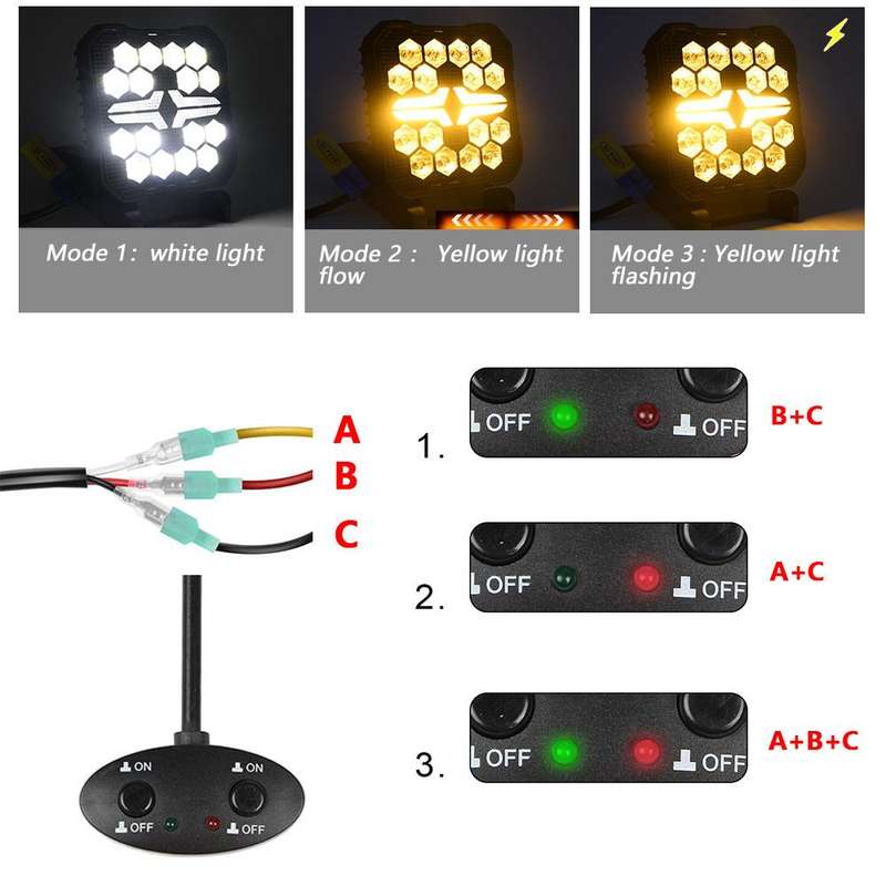 4 Inch Square Mixed Luminous Fishbone Angel Eye Car Work Light(X8)