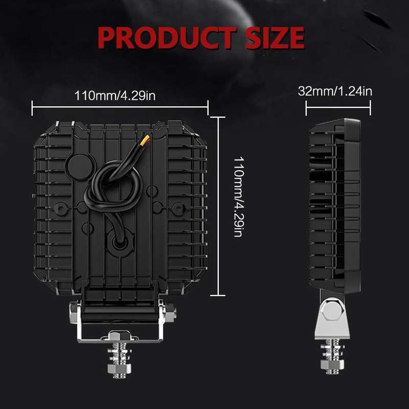 4 Inch Square Mixed Luminous Fishbone Angel Eye Car Work Light(X8)
