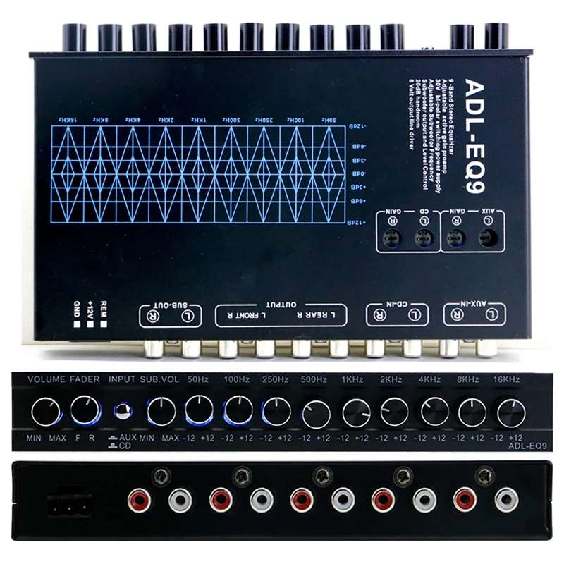 ADL-EQ9 Car Audio 9-Band Equalizer EQ Tuning Crossover Amplifier(Black)