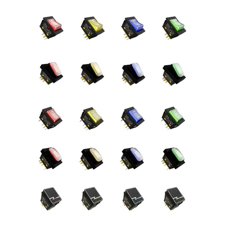 FILN 220V 30A Split Dustproof Boat-type Switch With Light, Specifications: Aluminum 4 Pin 2 Gear Gre