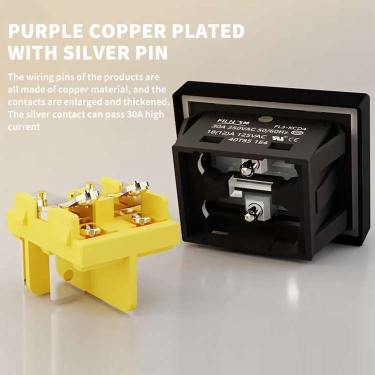 FILN 220V 30A Split Dustproof Boat-type Switch With Light, Specifications: Aluminum 4 Pin 2 Gear Gre