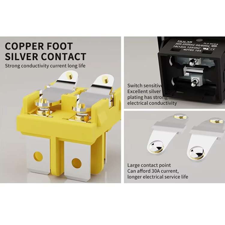 FILN 220V 30A Split Dustproof Boat-type Switch With Light, Specifications: Aluminum 4 Pin 2 Gear Gre