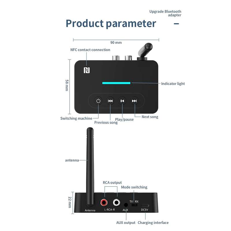 D9 2-in-1 Old-fashioned Audio Car Bluetooth Receiver Transmitter NFC Music Bluetooth Adapter