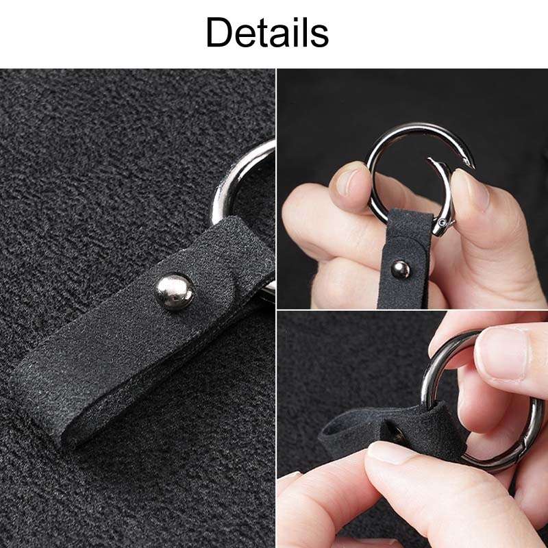 2pcs Simple Universal Car Keychain Metal Spring Ring DIY Pendant Decorations(Black)