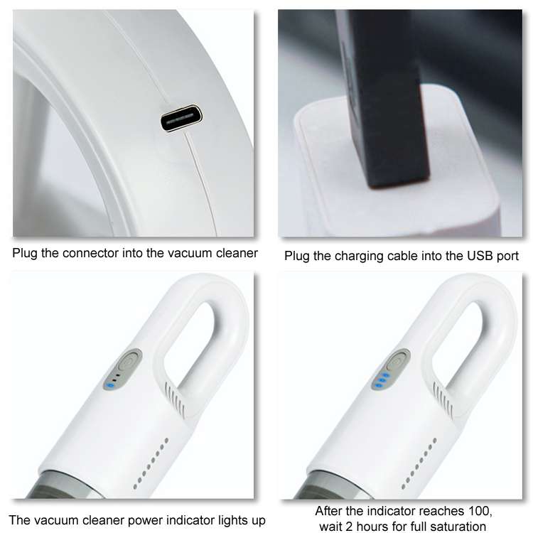 Wireless Car-mounted High-power Suction Handheld Vacuum Cleaner, Color: White 7.4V