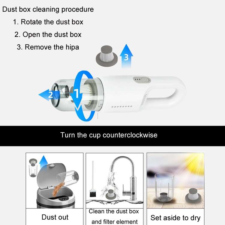 Wireless Car-mounted High-power Suction Handheld Vacuum Cleaner, Color: White 7.4V