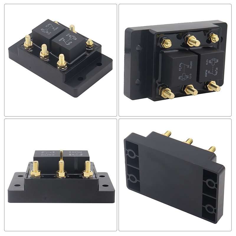 12V80A Automotive Relay Module Waterproof Fuse Box(Black)