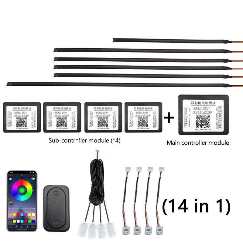 14 in 1 Car Hidden Acrylic LED Colorful Decorative Atmosphere Light Strip