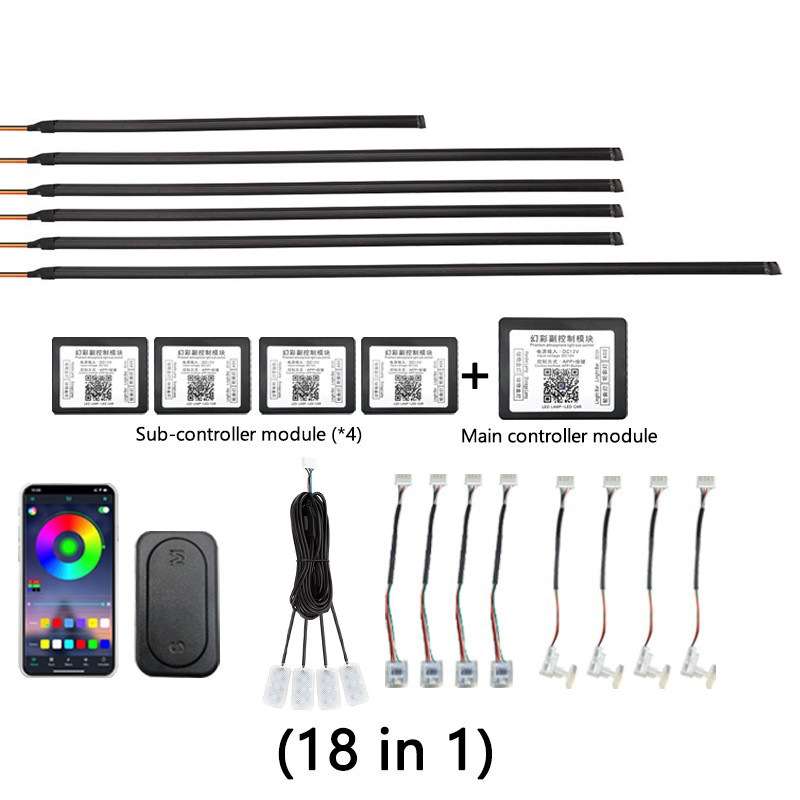 18 in 1 Car Hidden Acrylic LED Colorful Decorative Atmosphere Light Strip