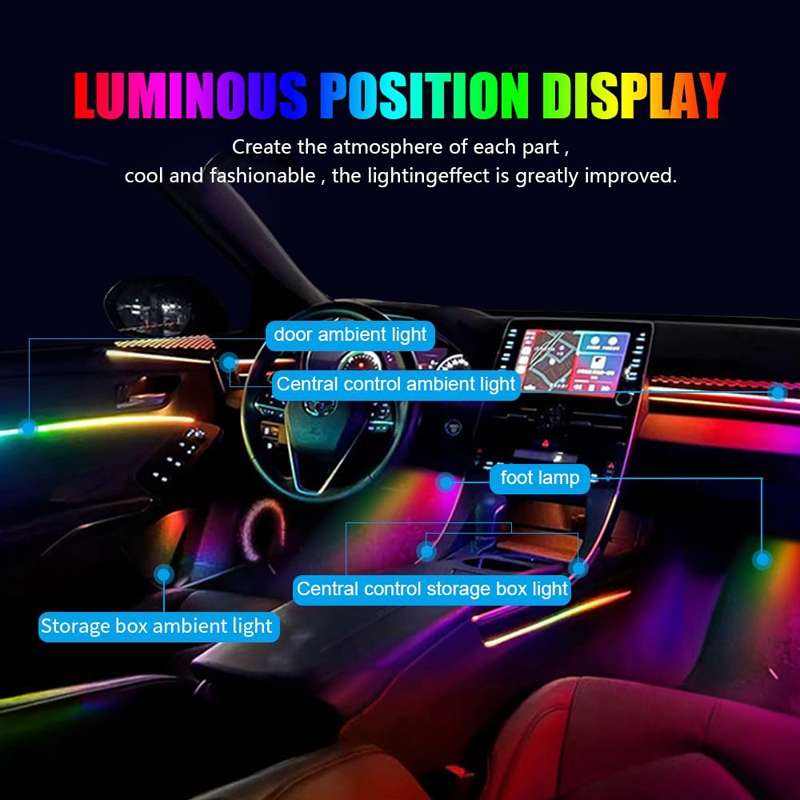 22 in 1 Car Hidden Acrylic LED Colorful Decorative Atmosphere Light Strip