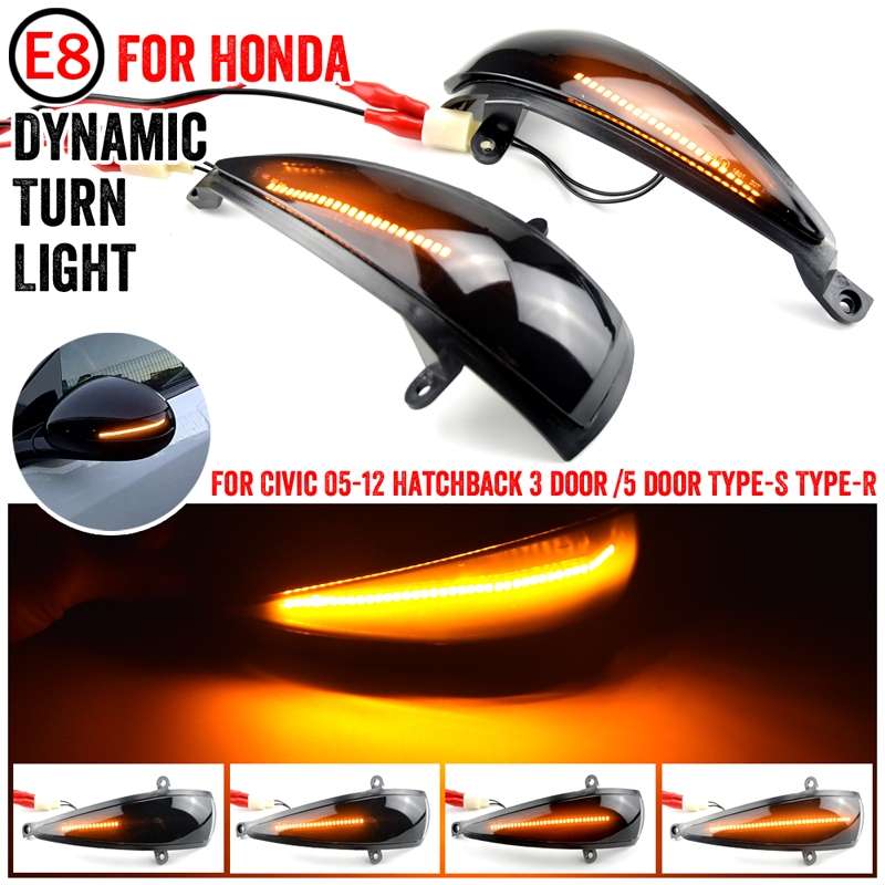 1pair For Honda Civic 8th Rearview Mirror Turn Signal Indicator Lights(Single Yellow Light Running)