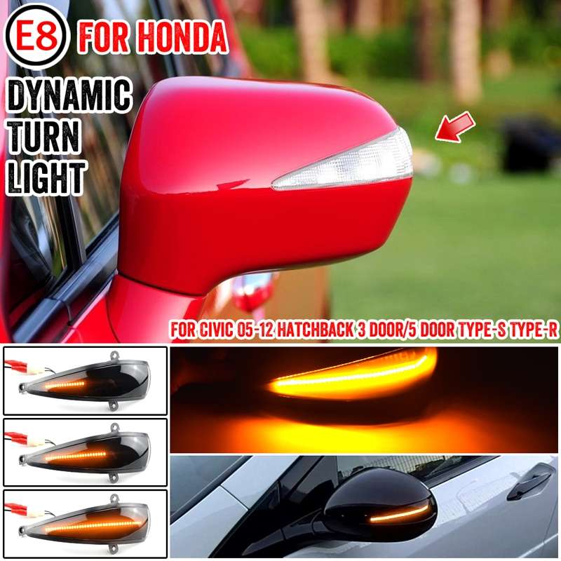 1pair For Honda Civic 8th Rearview Mirror Turn Signal Indicator Lights(Single Yellow Light Running)