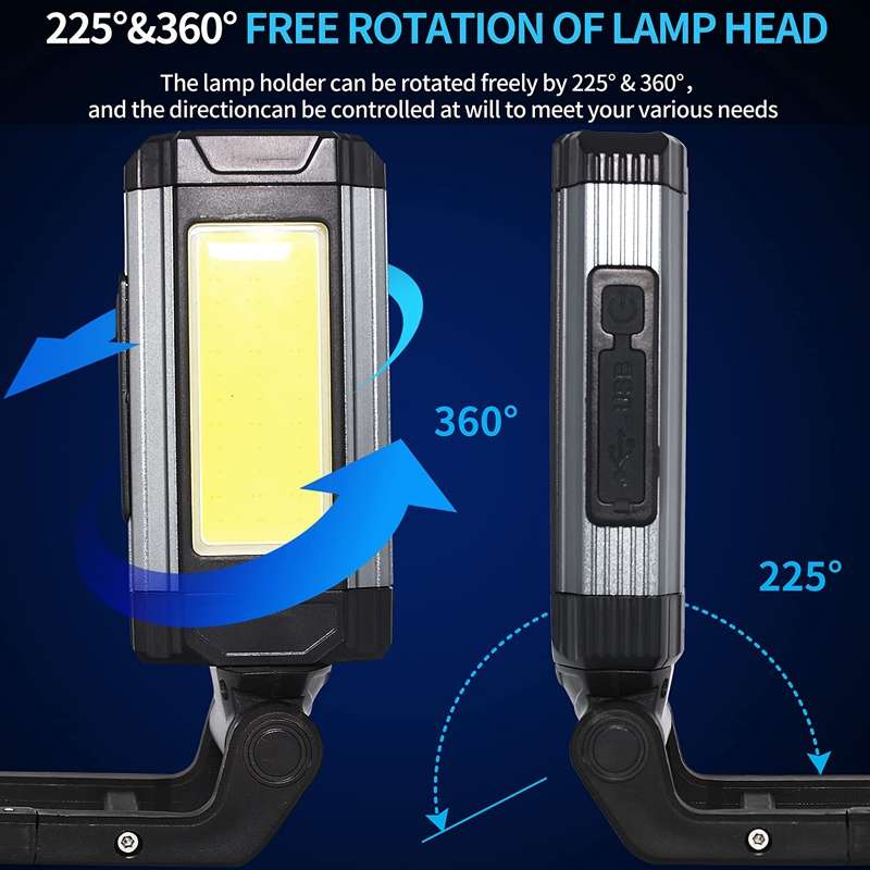 E-SMARTER K011 USB Rechargeable Repair Light With Magnet COB Strong Light Flashlight, Style: A Folda
