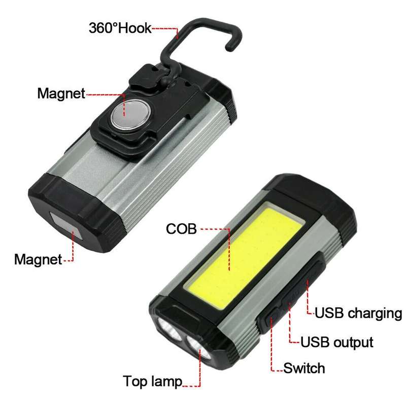E-SMARTER K011 USB Rechargeable Repair Light With Magnet COB Strong Light Flashlight, Style: B Simpl