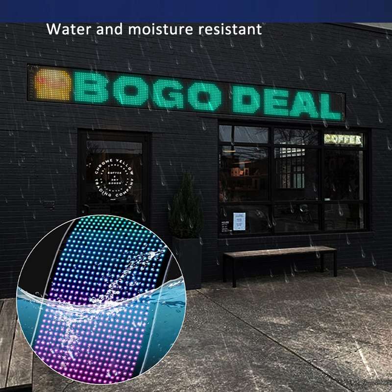 LED Flexible Screen Advertising Large Screen Supports APP Bluetooth Control 52.4 x 7.6 Inch US Plug