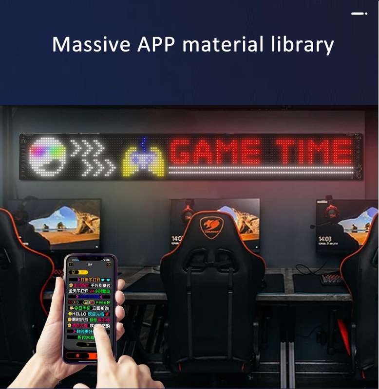 LED Flexible Screen Advertising Large Screen Supports APP Bluetooth Control 52.4 x 7.6 Inch US Plug
