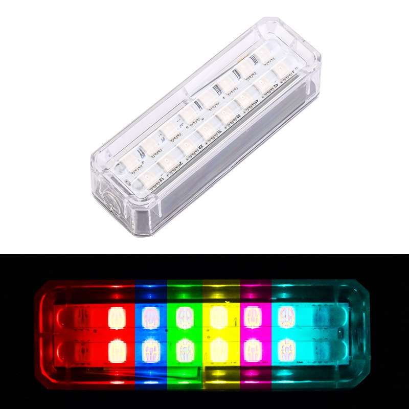 Solar Car Warning Double-Row Flashing Lights, Color: Colorful