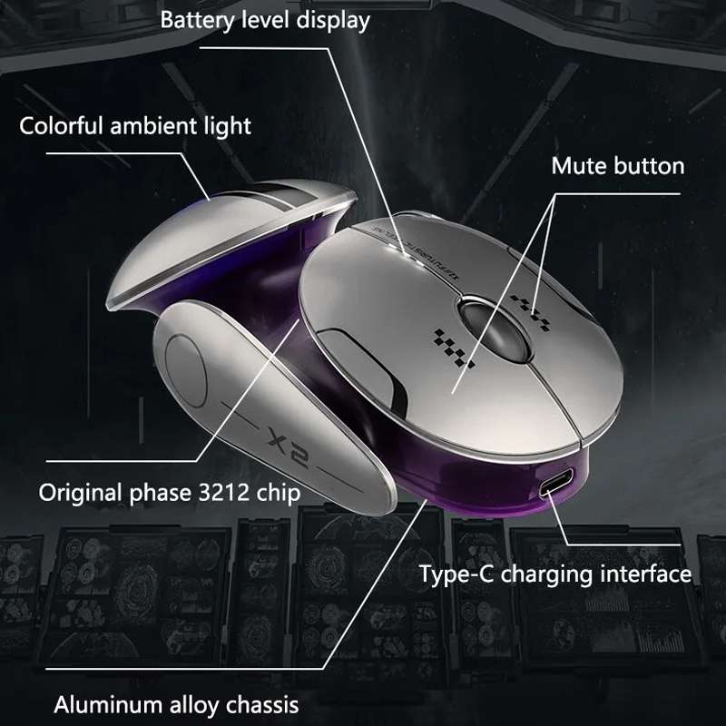 Inphic X2 Bluetooth Wireless Mouse Tri-Mode Silent Rechargeable Office Gaming Laptop Mouse(Liquid Me