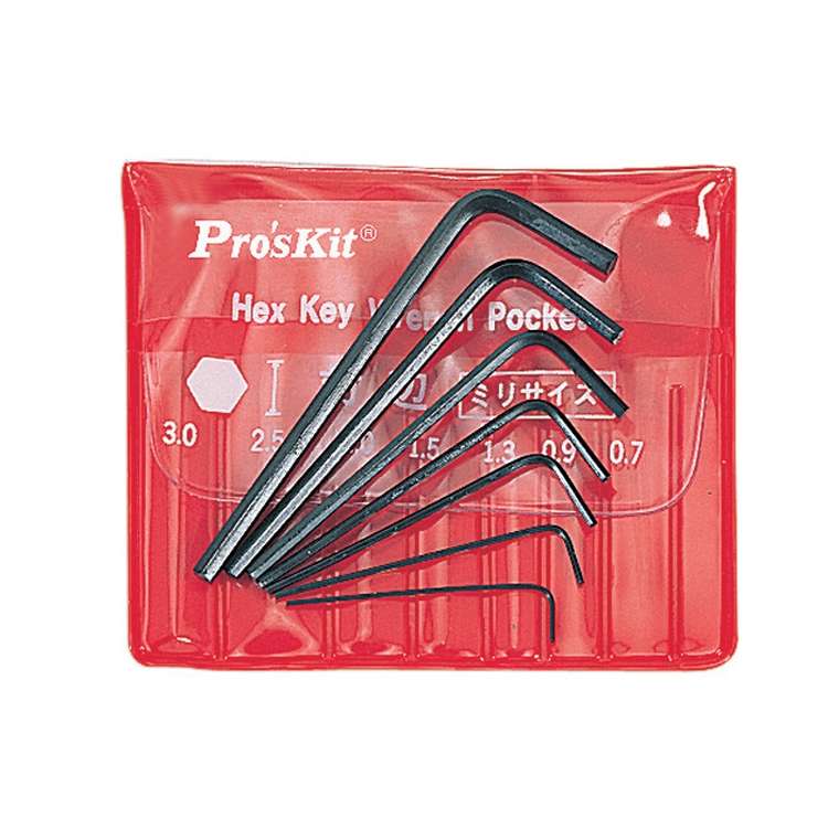 ProsKit 7pcs /Set 0.7mm - 3mm Mini Hex Key Set L Shaped Hexagon Pocket Tool