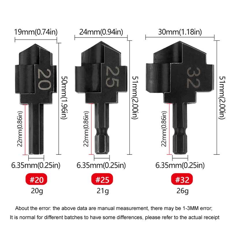 20mm Hexagonal PPR Lifting Flat Drill Bit Step Drill Bit Repairing Internal Filament Leak Repairing